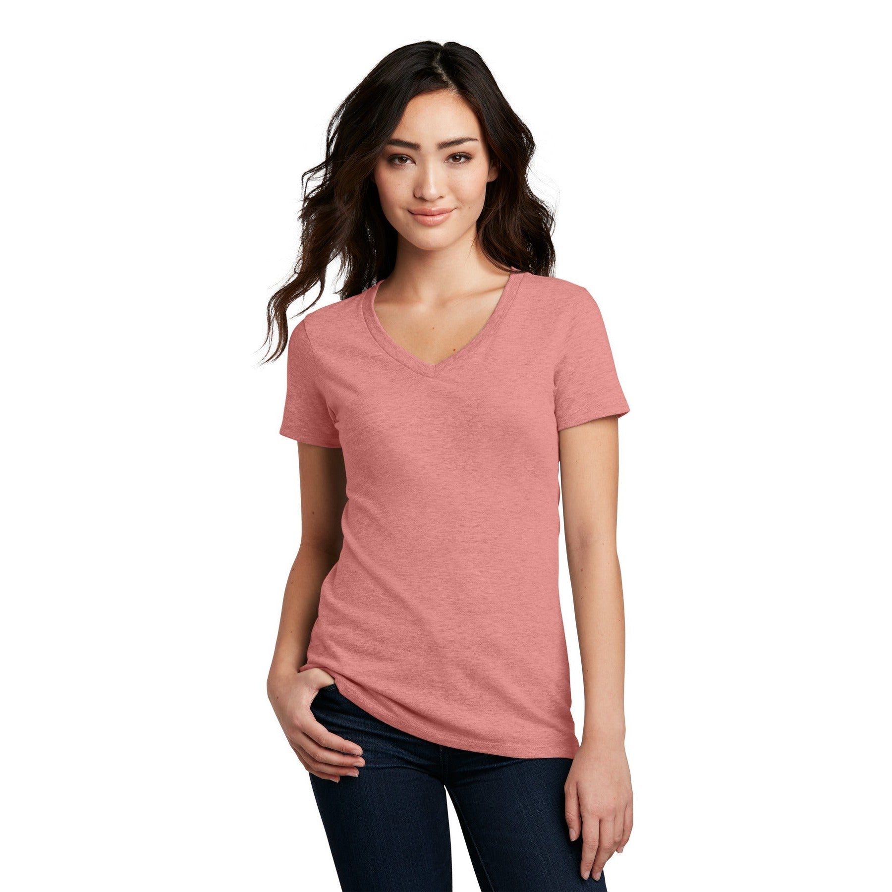 District-District® Women's Perfect Blend® CVC V-Neck Tee. DM1190L-MedTech-2